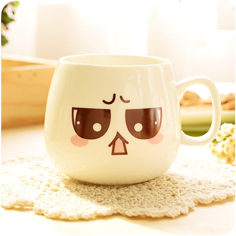 Mugs Cute Cartoon Face Expression Water Container Coffee Mugs cute cup