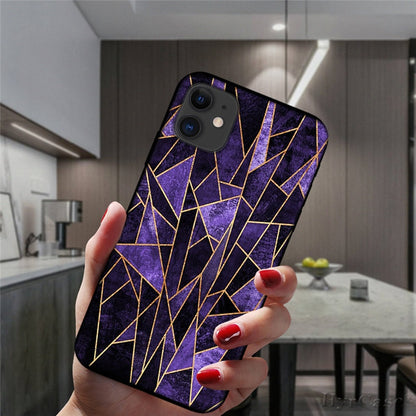 Marble Geometric Art Soft Silicone Cover For iPhone