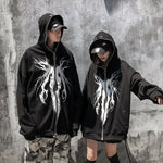 Punk Graphic Print Hooded Hoodie Embrace the Coolness of Casual Black, Oversize and Streetwear Fashion