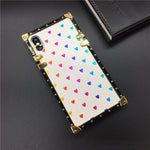 Luxuriöse quadratische Hülle für iPhone, modisches Herz-Glitzer-Bienen-Cover-Telefon
