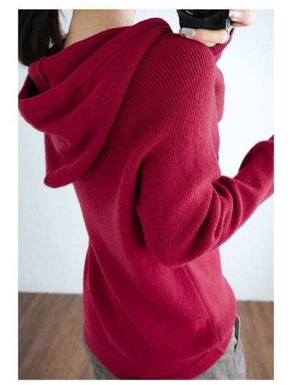 Thick Sweatshirts Hoodies Women Solid Knitted Pullovers