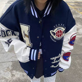 American Retro Letter Embroidery Jacket Inspired Street Hip Hop and Baseball Uniform Women's Exclusive