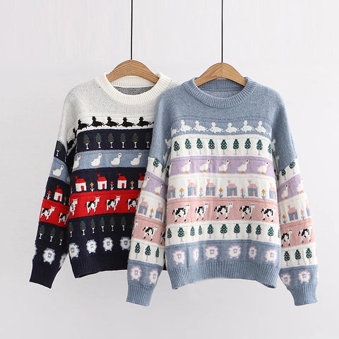 Kawaii Y2K Women's Oversized Cartoon Sweater