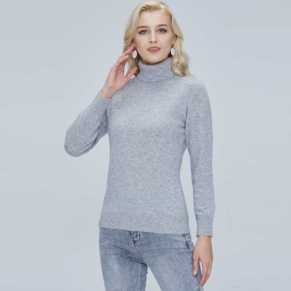 Turtleneck Sweater Pure Merino Wool Autumn Winter Warm Soft Knitted Pullover Female Jumper Tops - xinnzy