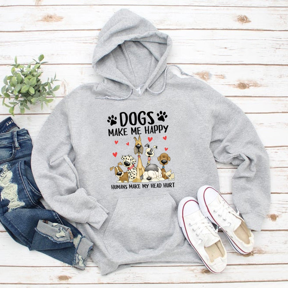 Dogs Make Me Happy People Make My Head Hurt Hoodies Funny Dog Lovers