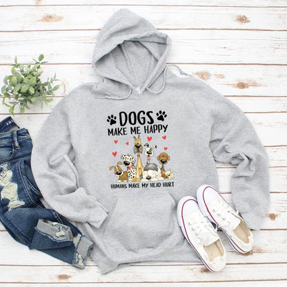 Dogs Make Me Happy People Make My Head Hurt Hoodies Funny Dog Lovers