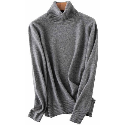 Turtleneck Sweater Pure Merino Wool Autumn Winter Warm Soft Knitted Pullover Female Jumper Tops - xinnzy