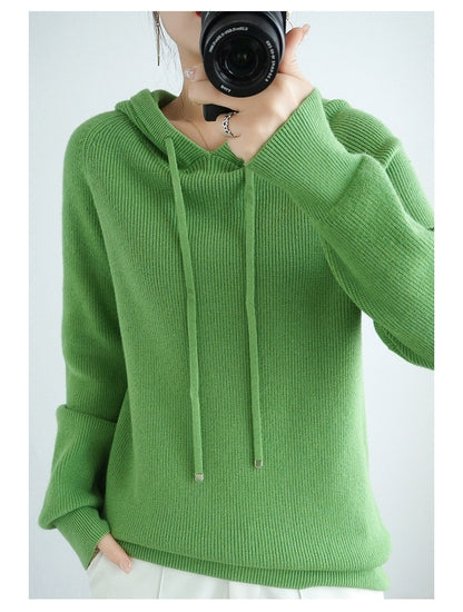 Thick Sweatshirts Hoodies Women Solid Knitted Pullovers