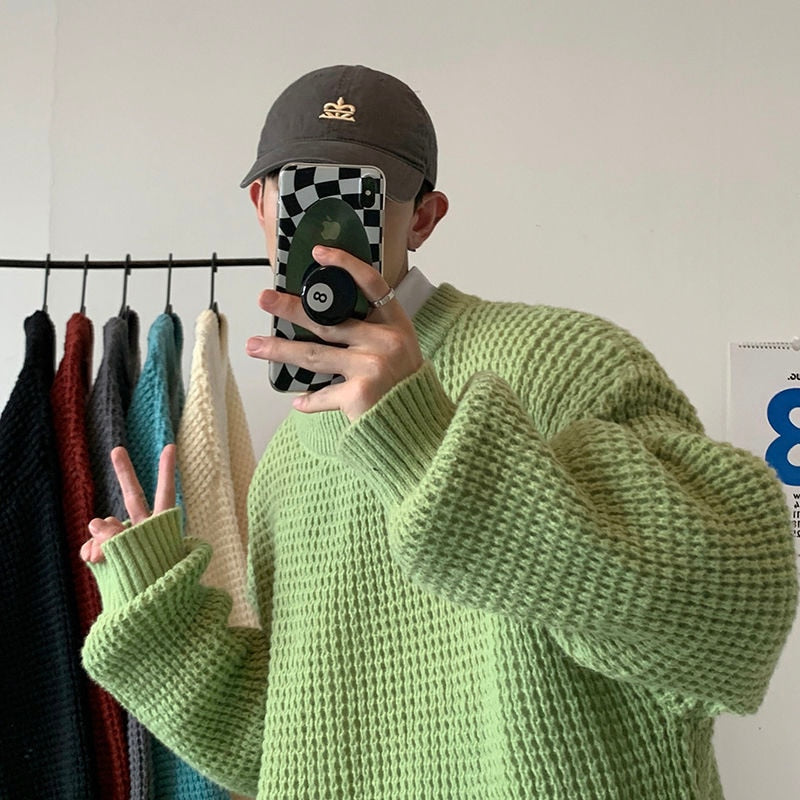 Men Sweater Oversized Fashion Harajuku Casual Knitted Pullovers