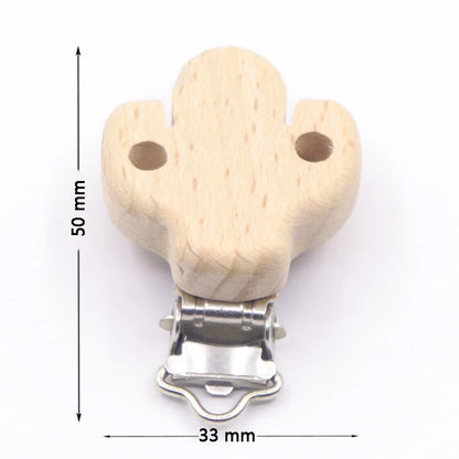 Wooden Baby Teething Clip Heart Animal Shape Holder