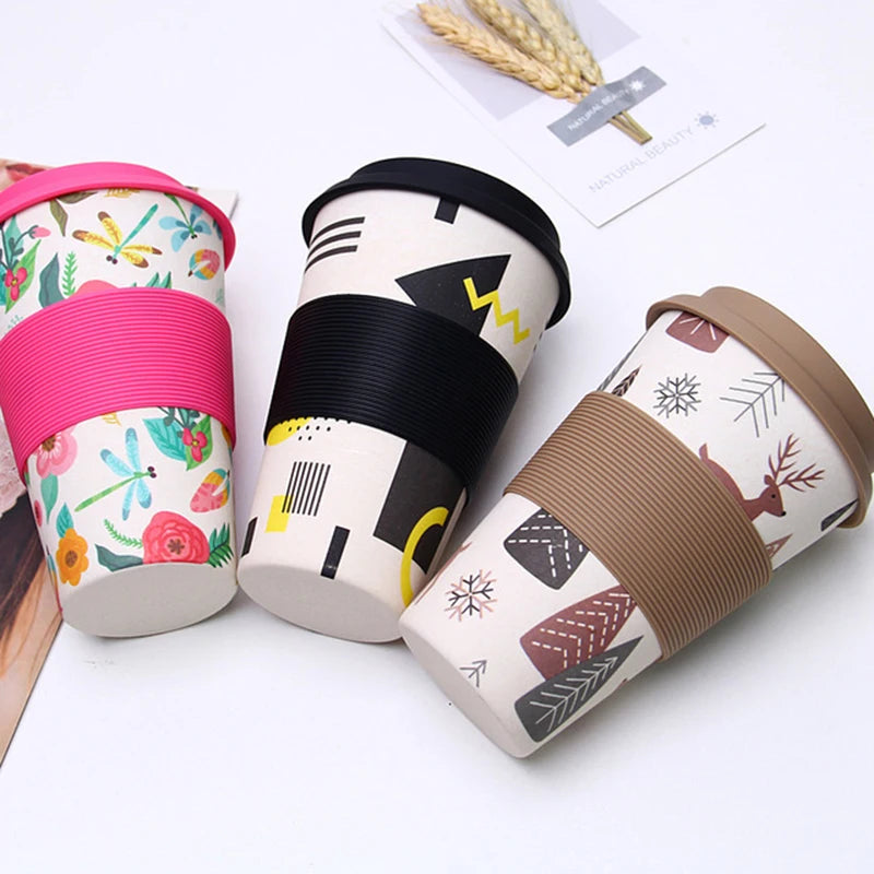 Bamboo Fibre Takeaway Coffee Cup,deal Mug For Travel & Outdoors 400ml