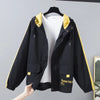 Womens Oversized Corduroy Jacket Hooded Zip Windbreaker Fall Coat