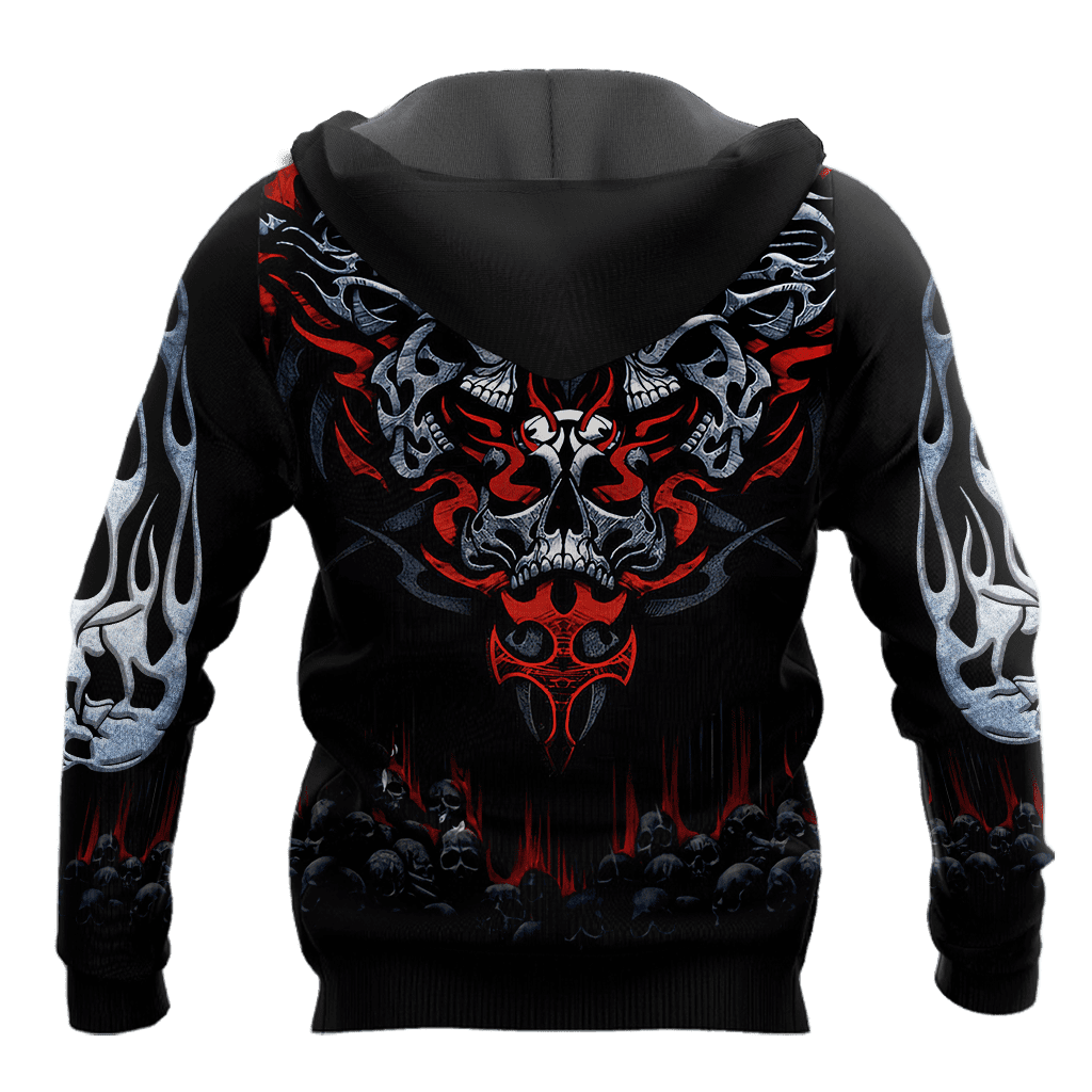 Men Autumn 3D All Over Printed Jacket with Skull Design