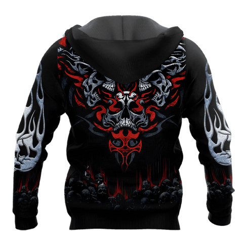 Men Autumn 3D All Over Printed Jacket with Skull Design