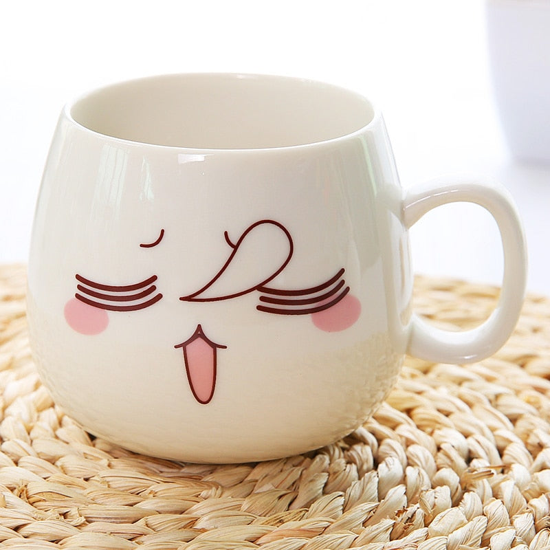 Mugs Cute Cartoon Face Expression Water Container Coffee Mugs cute cup