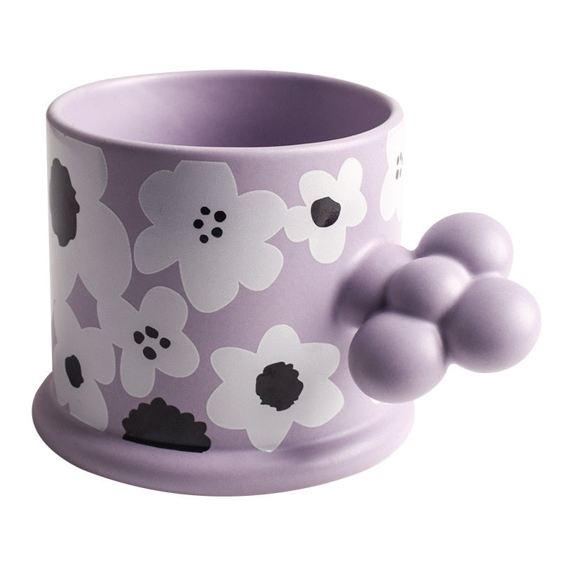 Hand-painted flower mugs for household coffee cups