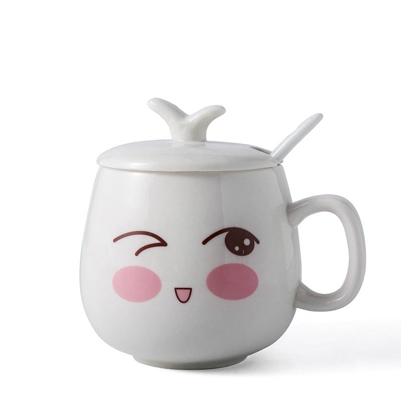 Mugs Cute Cartoon Face Expression Water Container Coffee Mugs cute cup