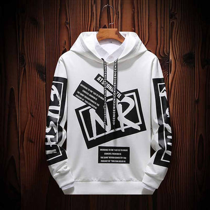 Men Hoodies Hip Hop Letter Print Skateboard Pullover