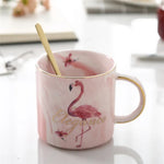 Flamingo Gold Marble Ceramic Mug Perfect Valentine Gift