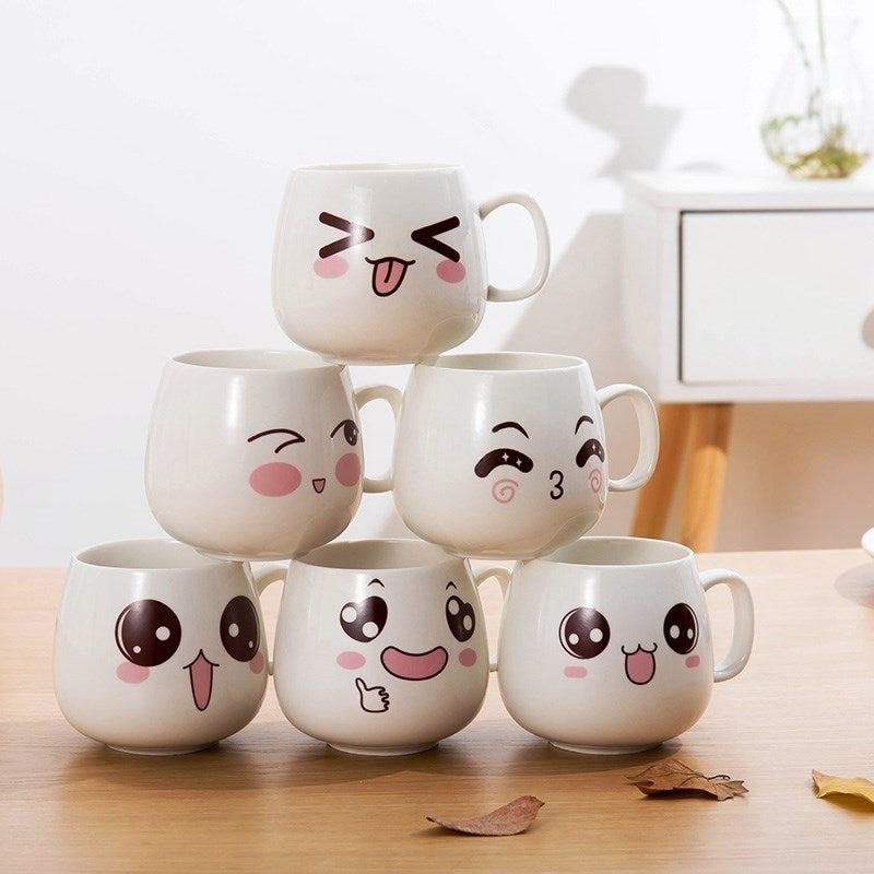 Mugs Cute Cartoon Face Expression Water Container Coffee Mugs cute cup
