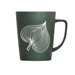 Leaf Pattern Ceramic Coffee Mug With Lid Spoon Large Capacity