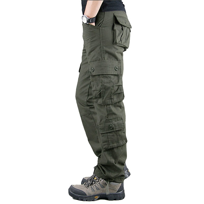 Mens Cargo Pants Khaki Military Men Trousers Casual Cotton Tactical