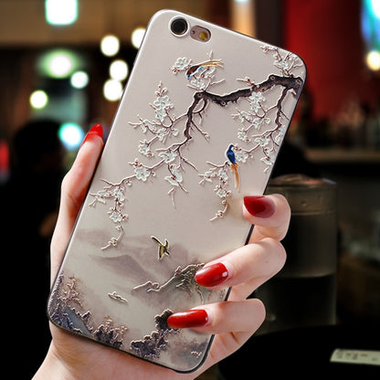 Relief Flower Emboss Silicone Case For iPhone Back Cover