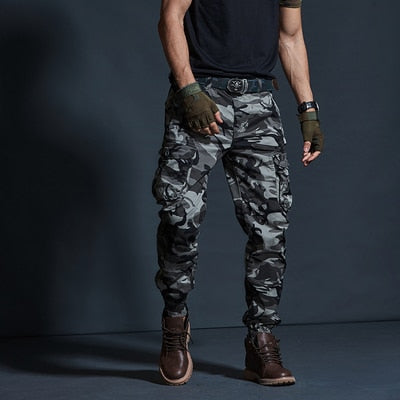 Cargo Pants Men Military Tactical Multi-Pocket Fashions Black Army