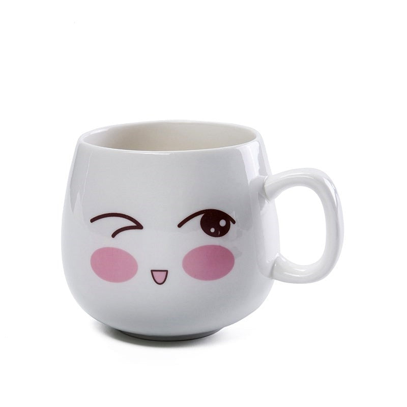 Mugs Cute Cartoon Face Expression Water Container Coffee Mugs cute cup