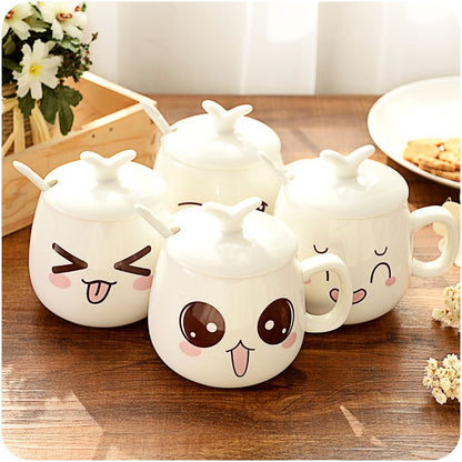 Mugs Cute Cartoon Face Expression Water Container Coffee Mugs cute cup