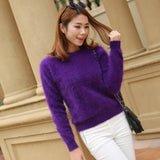 Women Sweaters and pullovers Pure Mink Cashmere Knitted Pullover ladies sweater - xinnzy