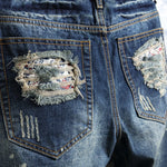 Men's Hole Denim Shorts 2024 Summer Fashion Slim Fit Ripped Retro Short