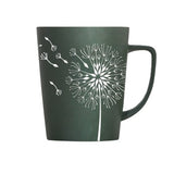 Leaf Pattern Ceramic Coffee Mug With Lid Spoon Large Capacity