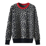 Leopard Knit Sweaters for Women Autumn Winter Pullovers with Long Sleeves