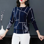 YISU Fashion  Geometry Print Sweater Long Sleeve Jumpers Knitwear Autumn winter Pullovers - xinnzy