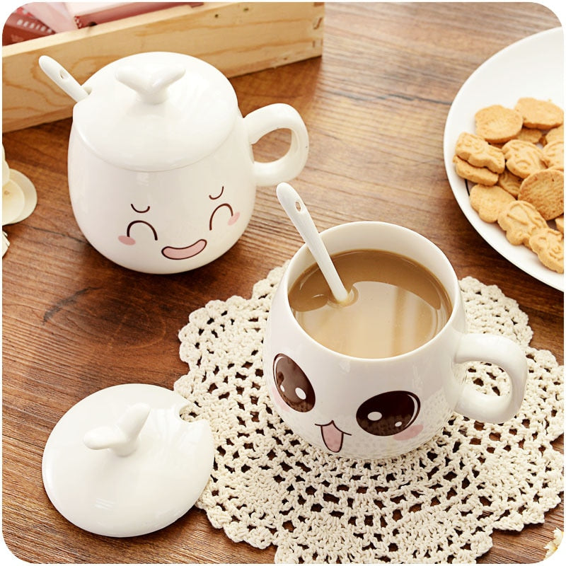 Mugs Cute Cartoon Face Expression Water Container Coffee Mugs cute cup