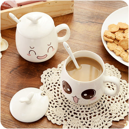 Mugs Cute Cartoon Face Expression Water Container Coffee Mugs cute cup