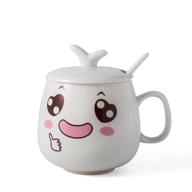Mugs Cute Cartoon Face Expression Water Container Coffee Mugs cute cup