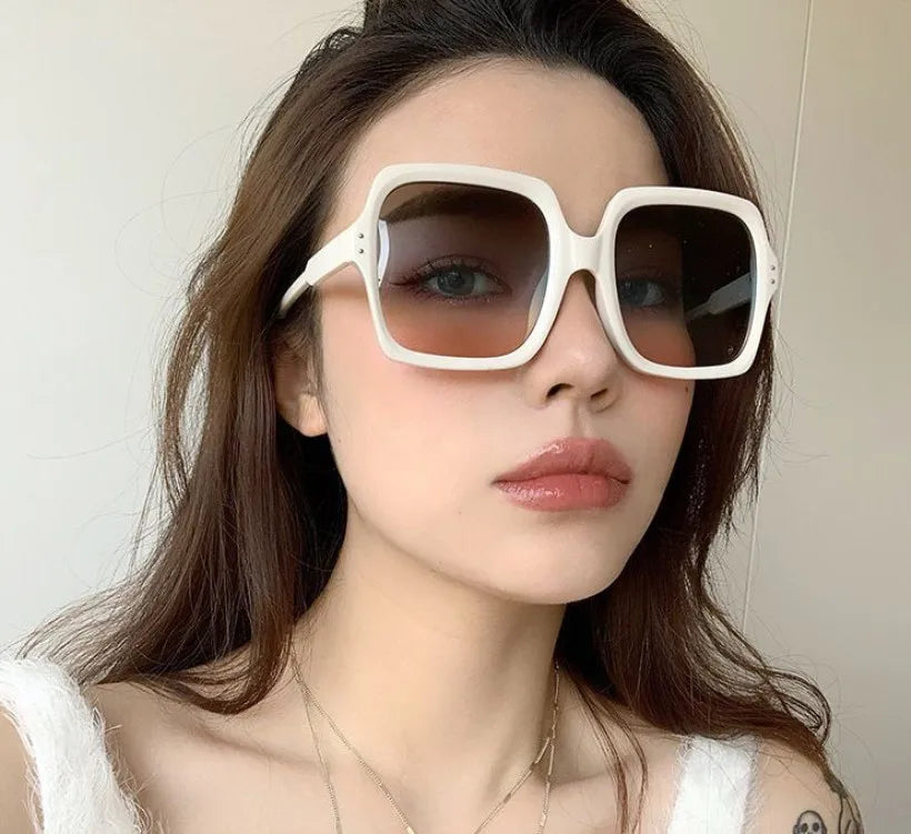 1970s Vintage DISCO Style Square Oversized Translucent Sunglasses