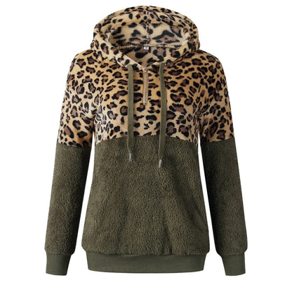 Frauen Hoodies Leopard Reißverschluss Tops Langarm