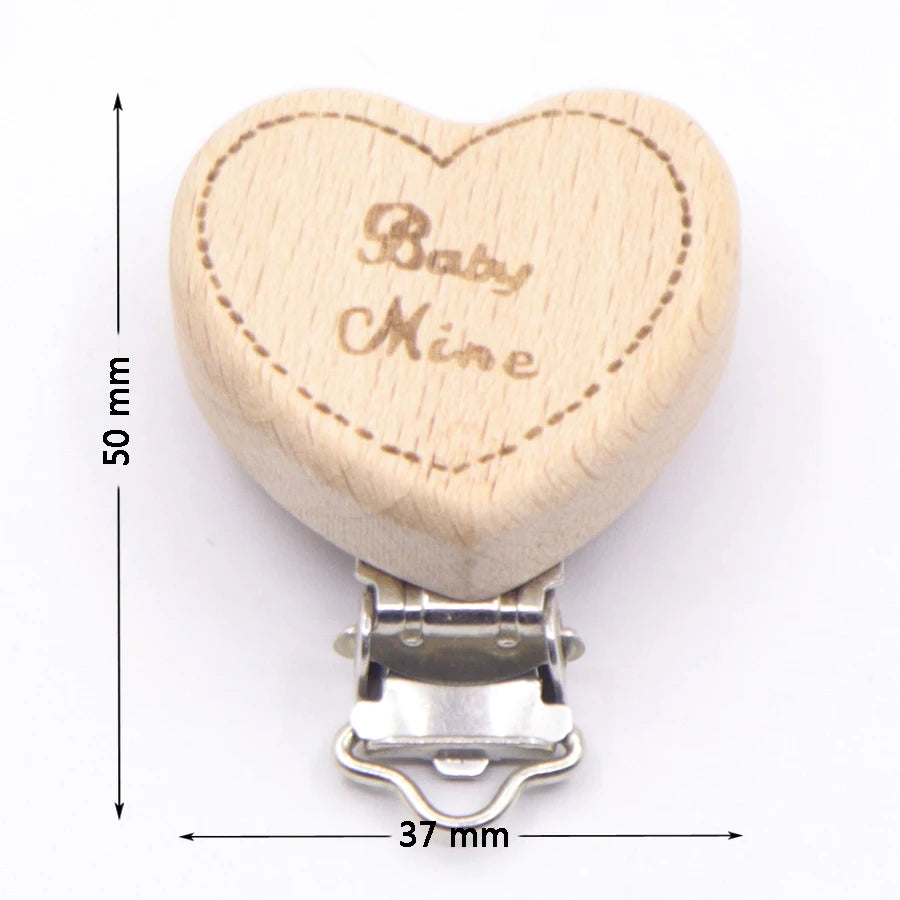 Wooden Baby Teething Clip Heart Animal Shape Holder