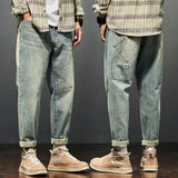 Jeans For Men Baggy Pants Loose Fit Harem Pants Vintage Fashion Pockets Patchwork Oversized