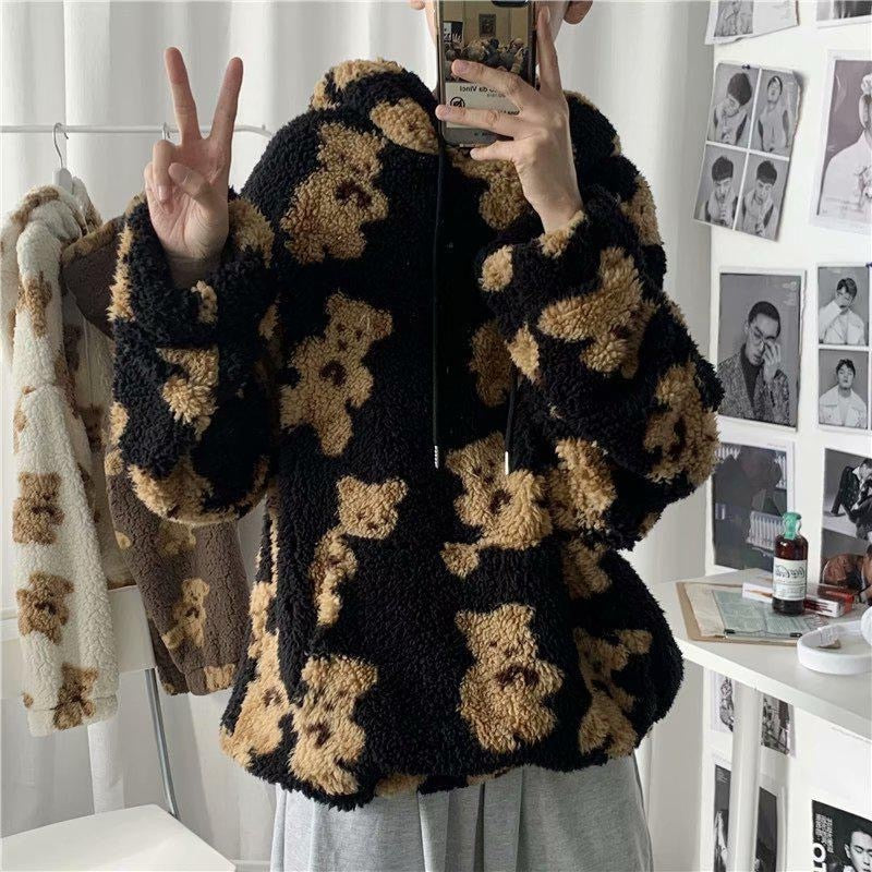 Hoodie Plush sweet Pullovers Woman Vintage korean Style