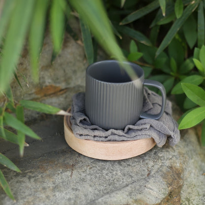 Simple Nordic Style Coffee Mugs Embossed Stripes Pattern Ceramic Water