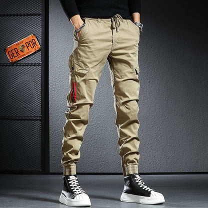 Men's Cotton Tactical Cargo Pants Streetwear Slim Fit Joggers