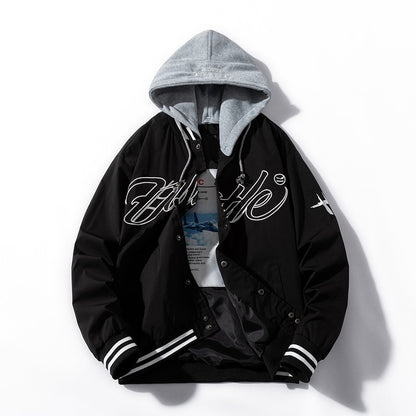 Fashion Jacket Men Embroidery Baseball Jacket Japanese Coat Hooded