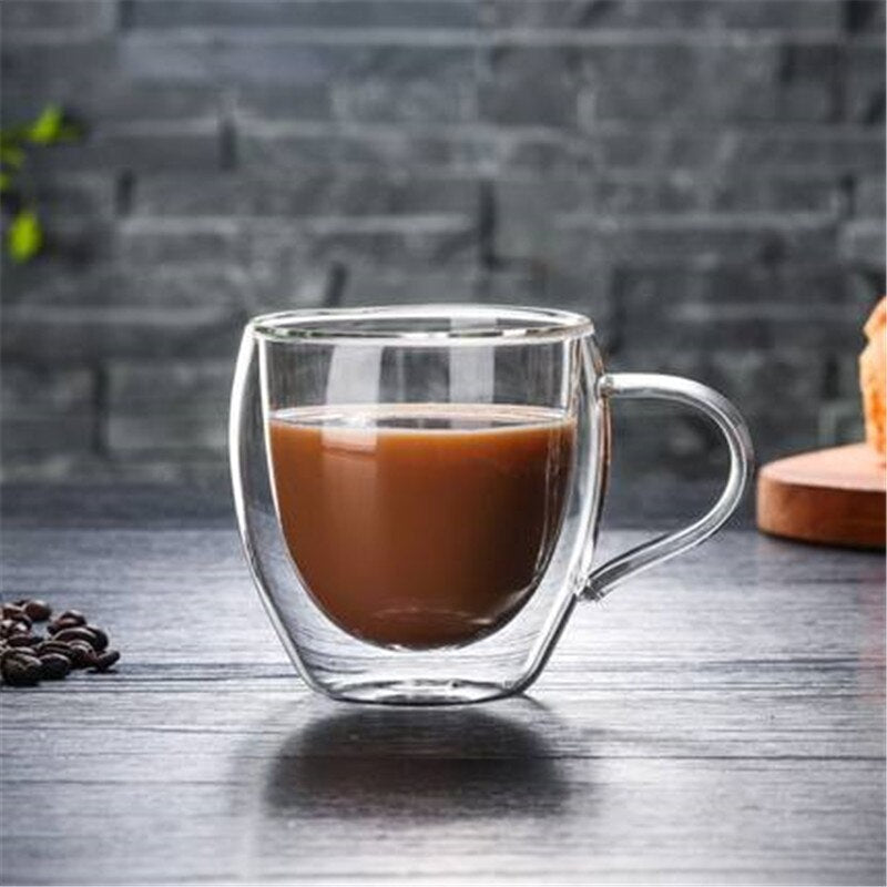 Mugs Transparent Double Wall Glass  Cups Heat Resistant Double Wall