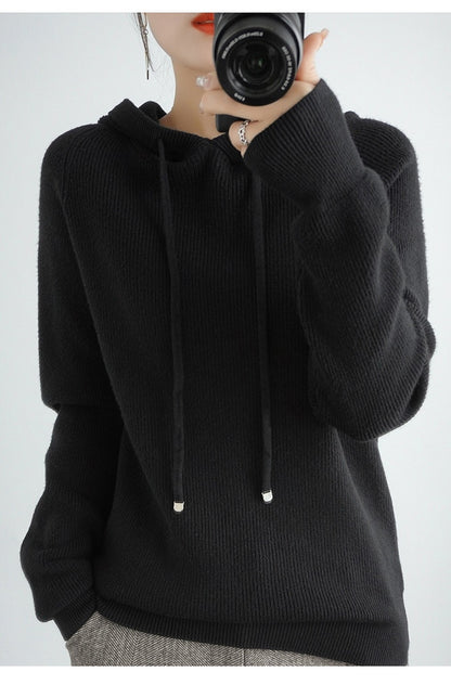 Thick Sweatshirts Hoodies Women Solid Knitted Pullovers