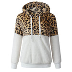 Women Hoodies Leopard Zipper Tops Long Sleeve