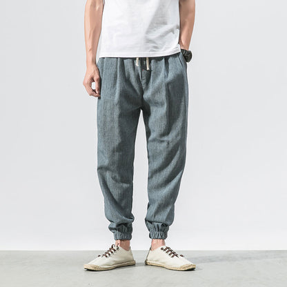 Men Pants Joggers Trousers Cotton Linen Casual Harajuku